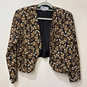 VTG Cotton Bolero Jacket Indian Hand Embroidered Cardigan Floral Print  Sequin M